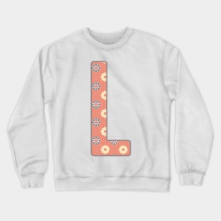 MONOGRAM LETTER L PINK FLORAL TYPOGRAPHY DESIGN Crewneck Sweatshirt